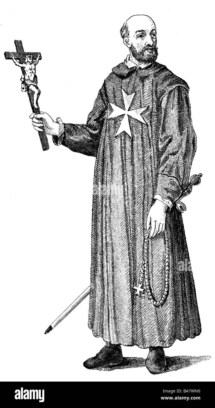 Raymond du Puy de Provence, 1083 - 1160, Grand Maître de l'ordre de Saint-Jean de Jérusalem (Chevaliers hospitaliers) 1120 - 1160, pleine longueur à l'habitude traditionnelle, gravure en bois, 1897, Banque D'Images