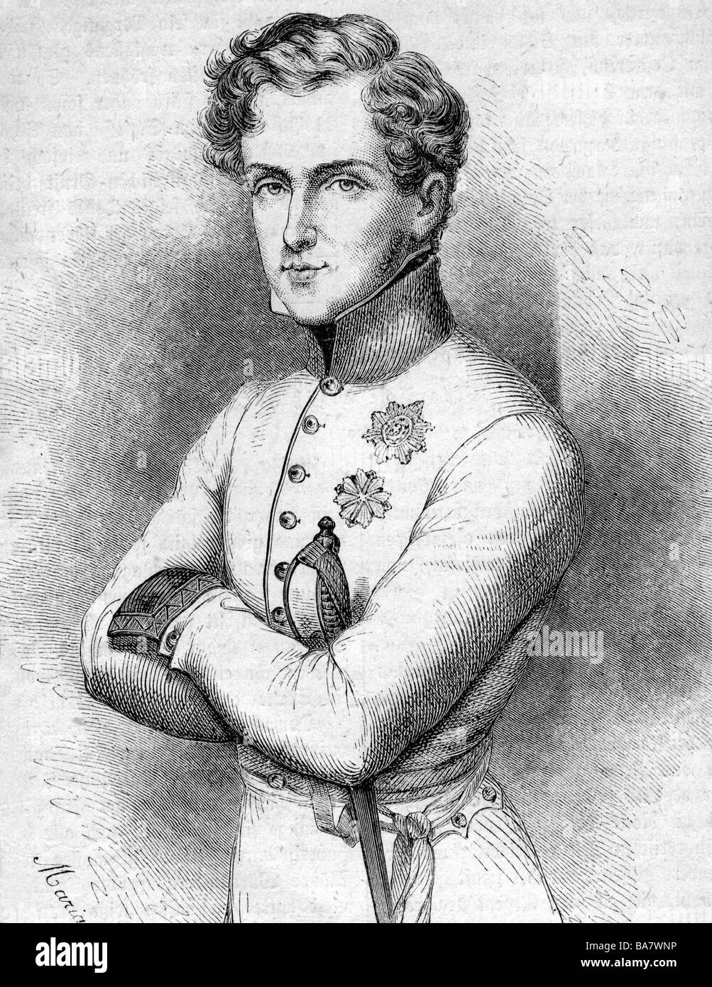 Napoléon François Joseph Charles, 20.3.1811 - 22.7.1832, roi de Rome 1811 - 1814, duc de Reichstadt 1817 - 1832, demi-longueur, gravure sur bois, XIXe siècle, Banque D'Images