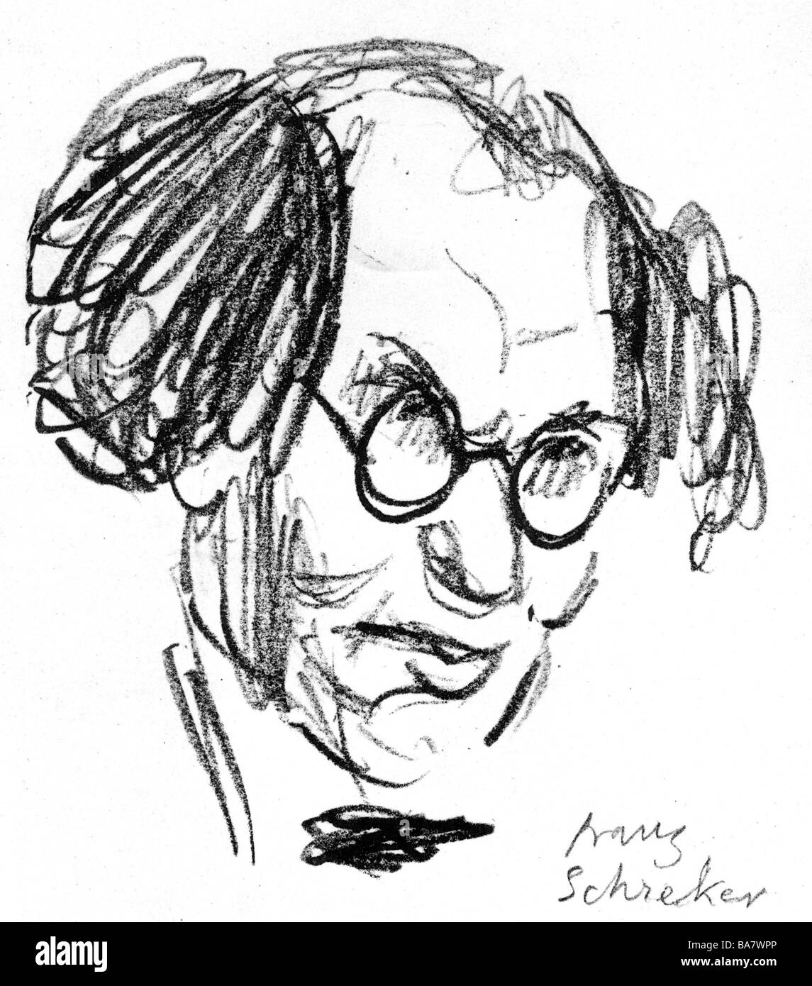 Schreker, Franz, 23.3.1878 - 21.3.1934, compositeur autrichien, portrait, dessin d'Emil Orlik (1870 - 1932), Banque D'Images