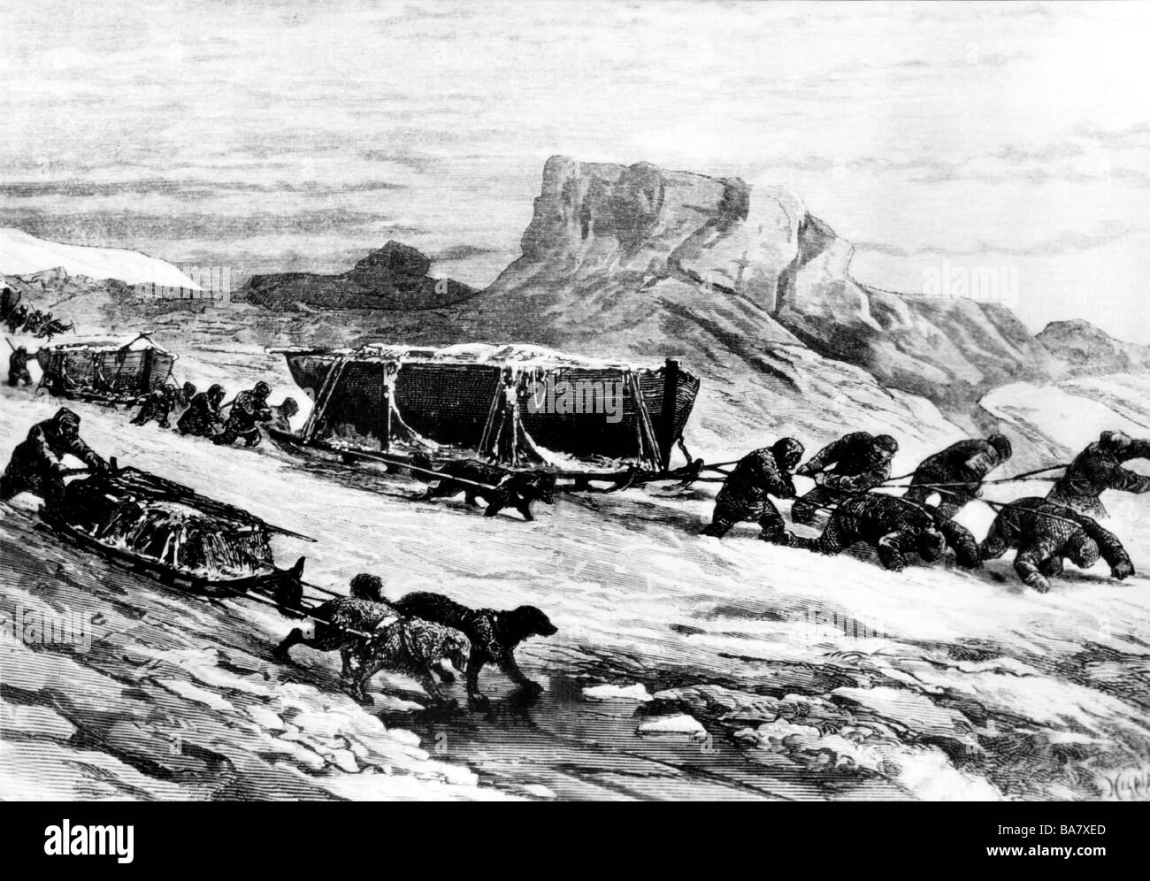 Borchgrevink, Carsten, 1.12.1864 - 23.4.1934, explorateur polaire norvégien, bateaux à chenilles sur glace polaire, boisés de Riou, XIXe siècle, Banque D'Images