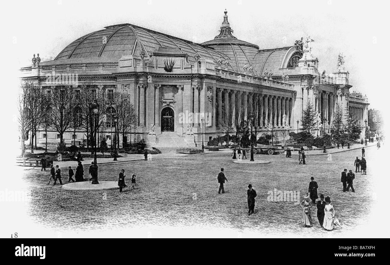 Expositions, exposition universelle, exposition universelle, Paris, 15.4.1900 - 12.11.1900, Grand Palais, vue extérieure, carte postale, 1900, architecture, bâtiment, exposition, France, Europe, XIXe siècle, historique, historique, années 1900, Banque D'Images