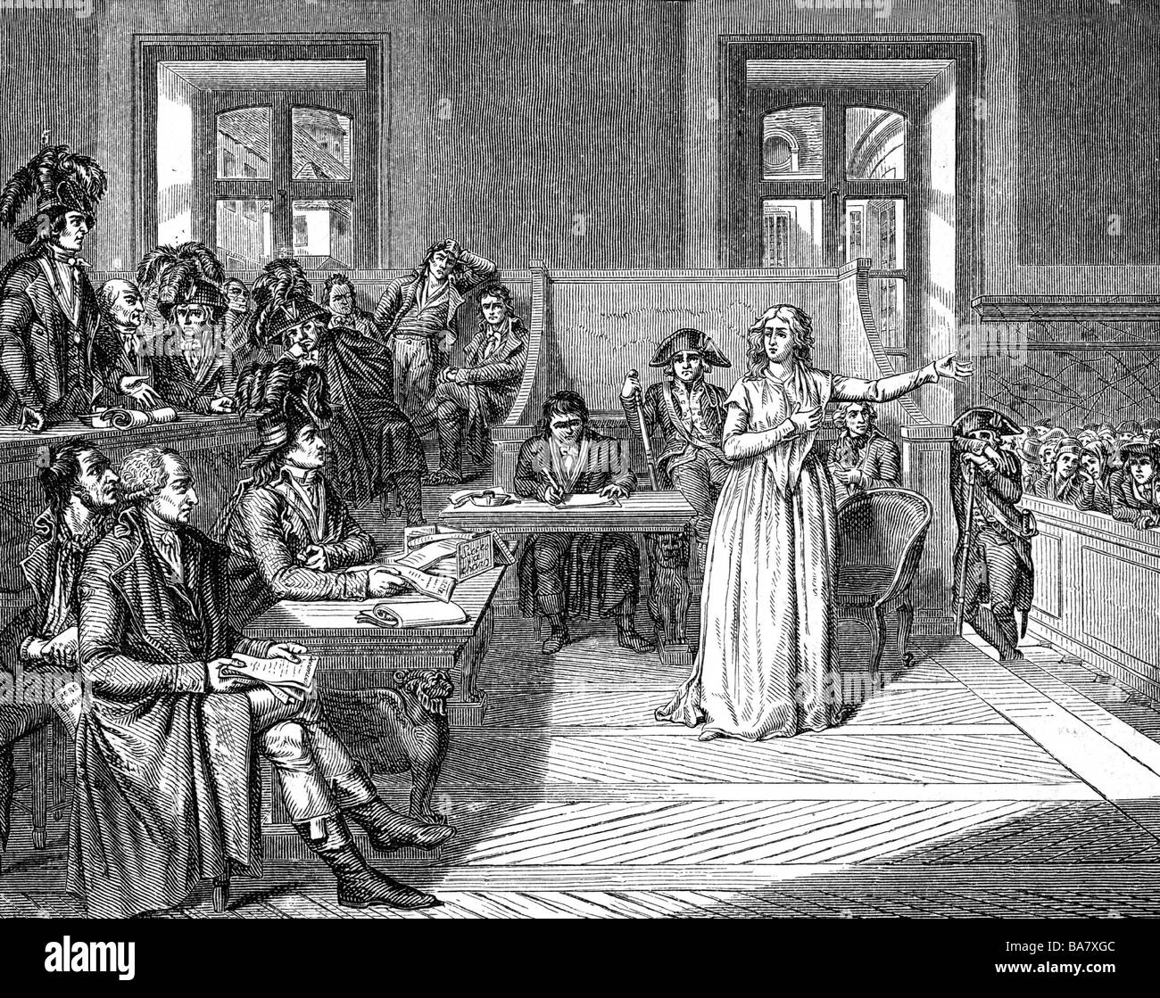 Marie Antoinette, 2.11.1755 - 16.10.1793, Reine consort de France 10.5.1774 - 21.9.1792, pleine longueur, dans un procès révolutionnaire, 14. / 15.10.1793, peinture d'histoire, gravure de bois après dessin de Bouillon, XIXe siècle, Banque D'Images Marie Antoinette, 2.11.1755 - 16.10.1793, Reine consort de France 10.5.1774 - 21.9.1792, pleine longueur, dans un procès révolutionnaire, 14. / 15.10.1793, peinture d'histoire, gravure de bois après dessin de Bouillon, XIXe siècle, Banque D'Images