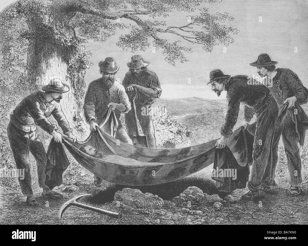 Burke, Robert O'Hara, 1821 - 28.6.1861, explorateur irlandais, son inhumation, Australie, XIXe siècle, Banque D'Images
