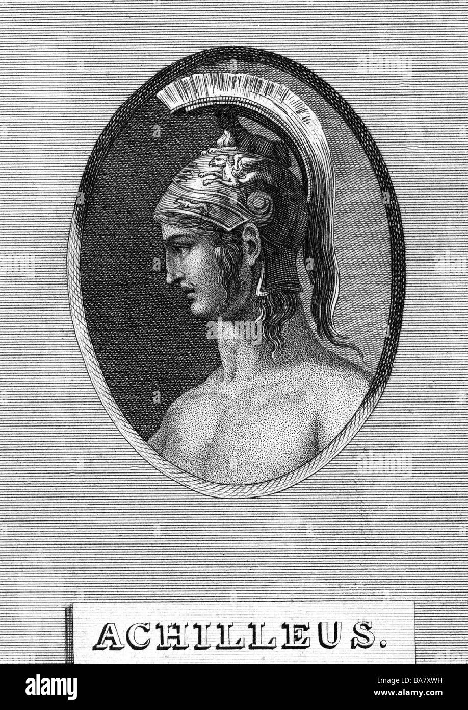 Achille, héros grec, portrait, side view, l'histoire de la peinture, gravure sur cuivre, vers 18e siècle, l'artiste n'a pas d'auteur pour être effacé Banque D'Images