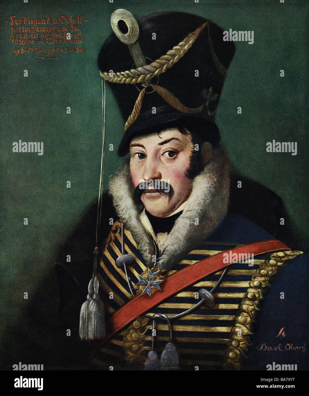 Schill, Ferdinand von, 6.1.1776 - 31.5.1809, officier militaire prussien, portrait, imprimé après la peinture de Karl Storch, XIXe siècle, Banque D'Images