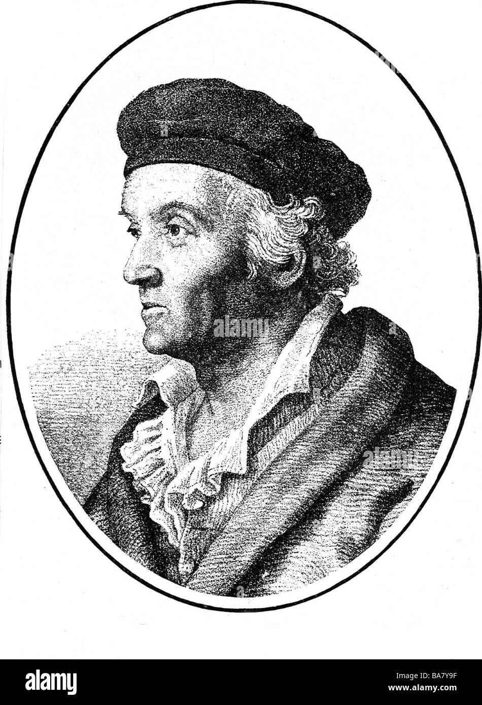 Knebel, Karl Ludwig von, 30.11.1744 - 23.2.1834, poète allemand, traducteur, portrait, ovale, lithographie de Mueller, détail, Banque D'Images
