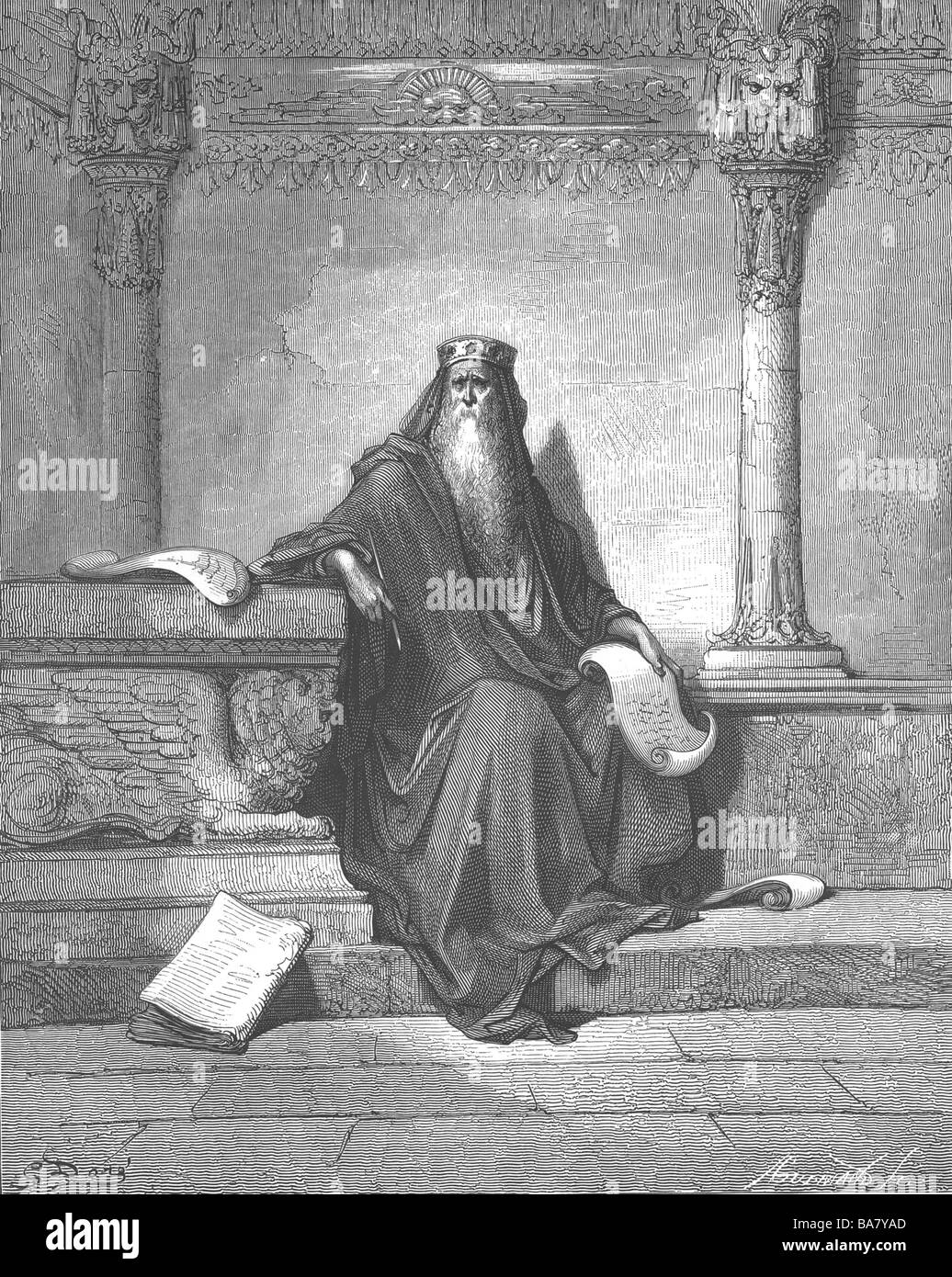 Salomon, roi d'Israël vers 971 - 931 av. J.-C., pleine longueur, gravure  sur bois, par Gustave Dore (1832 - 1883), auteur de l'artiste n'a pas à  être effacée Photo Stock - Alamy
