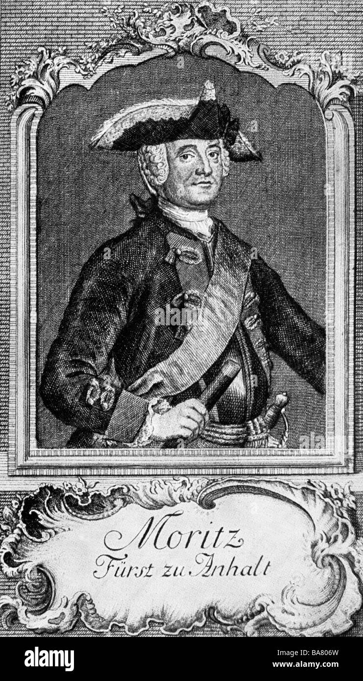 Moritz, 31.10.1712 - 11.4.1760, Prince d'Anhalt-Dessau, Prusse général,  gravure en cuivre par Sysang, 18ème siècle Photo Stock - Alamy