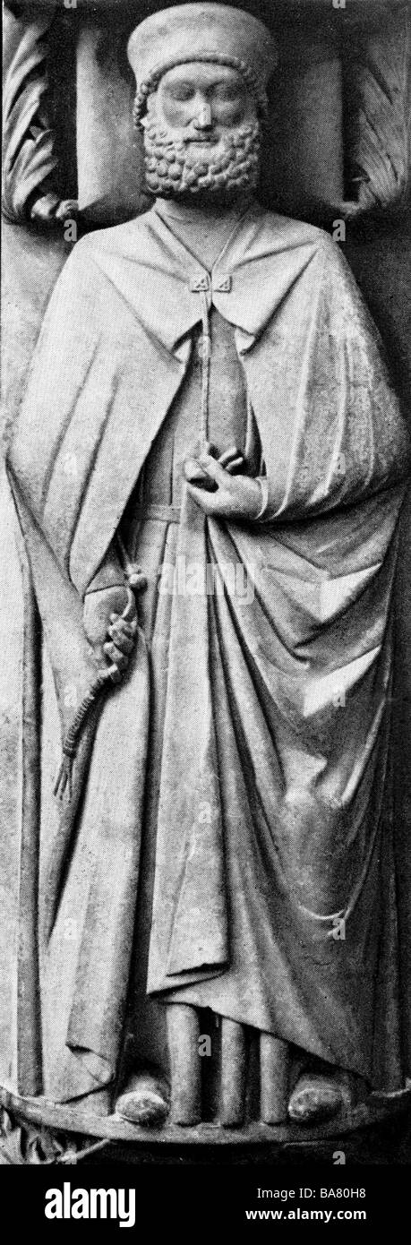 Conrad, vers 1206 - 24.7.1240, Landgrave de Thuringe 1227 - 1234, Grand Maître de l'ordre allemand 1239 - 1240, pleine longueur, tombeau, Église Elizabeth, Marburg, sculpture, 1240, Banque D'Images