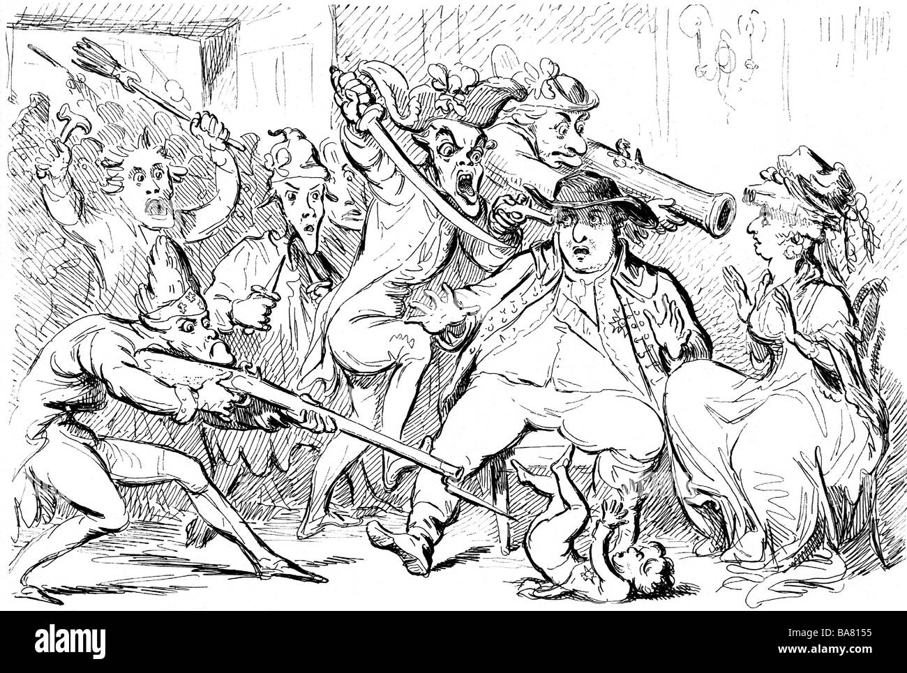 Louis XVI, 23.8.1754 - 21.1.1793, roi de France 10.5.1774 - 21.9.1792, caricature en vol à Varennes 20./21.6.1791, 'les Démocrates français surprennent les Royal Runaways', dessin de James Gillray, 27.6.1791, , Banque D'Images