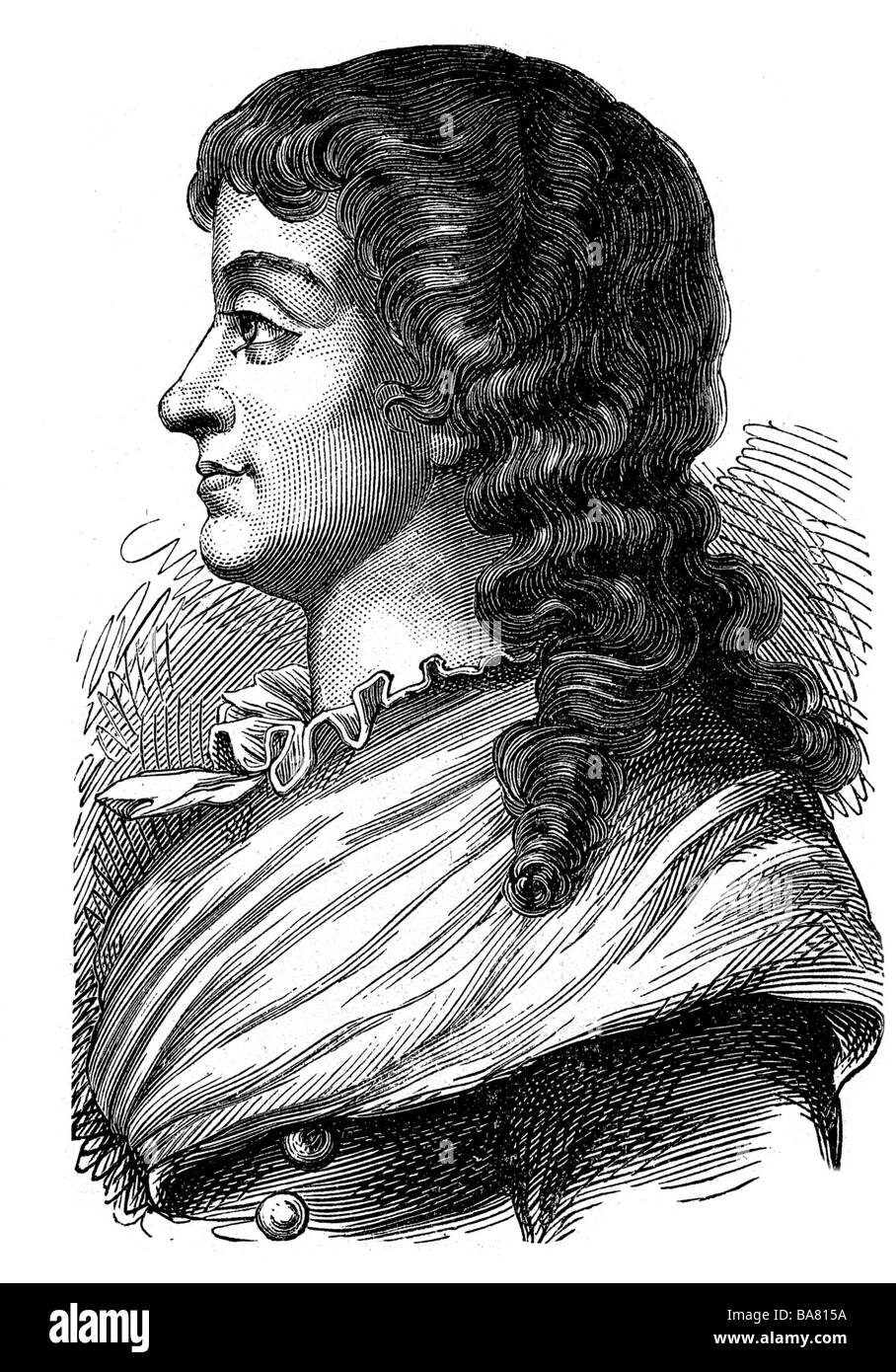 Roland de la Platière, Jeanne Marie (Manon), 17.3.1754 - 8.11.1793, auteur/écrivain français, portrait, face latérale, gravure sur bois, XIXe siècle, Banque D'Images