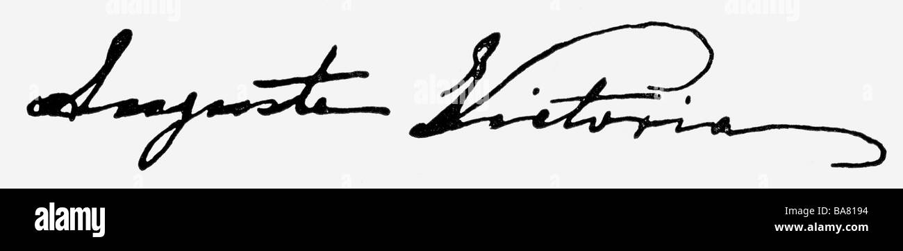 Augusta Victoria, 22.10.1858 - 11.4.1921, Impératrice Allemande 15.6.1888 - 9.11.1918, Signature, Banque D'Images