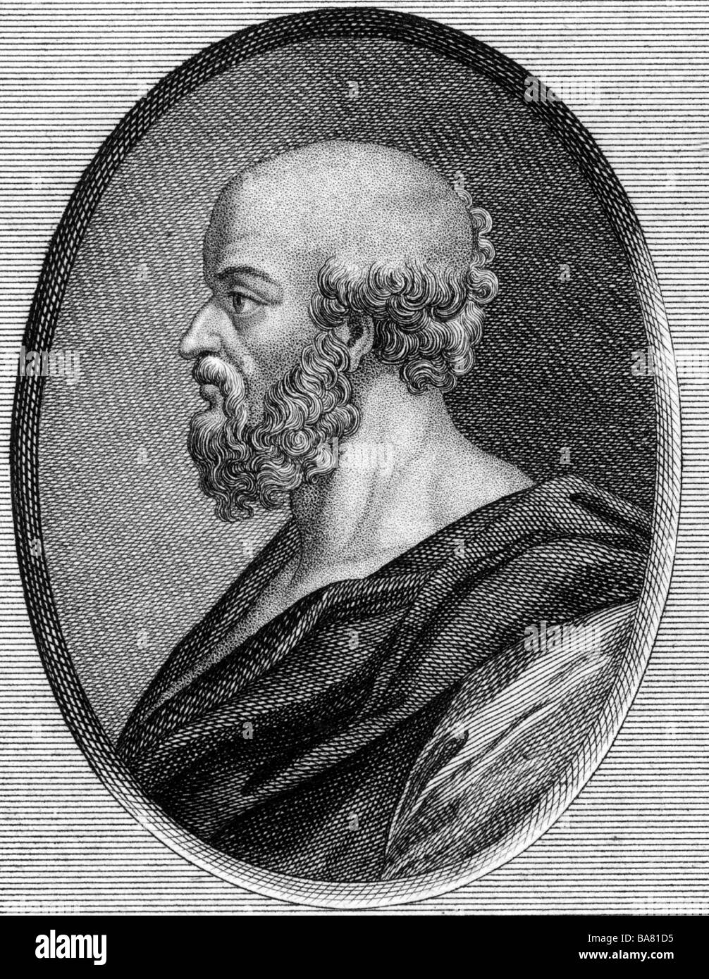 Eratosthène de Cyrène, vers 276 - 194 avant J.-C., érudit Grec, bibliothécaire en chef de la Grande Bibliothèque d'Alexandrie depuis 246 B.C., portrait, side view, gravure sur cuivre, 18e siècle, l'artiste n'a pas d'auteur pour être effacé Banque D'Images