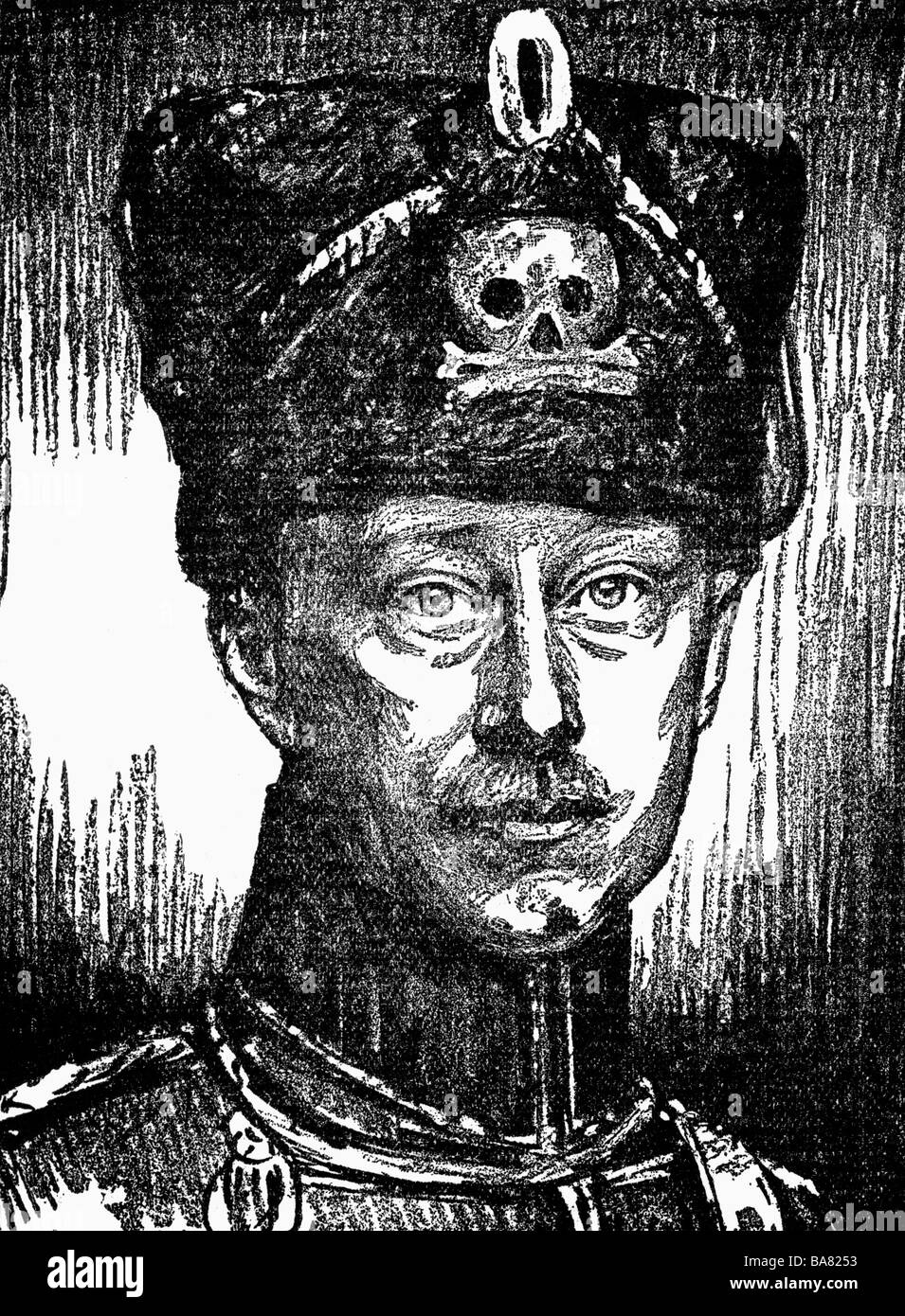 William, 6.5.1882 - 20.7.1951, prince héritier allemand 15.6.1888 - 9.11.1918, portrait, dessin vers 1914, Banque D'Images