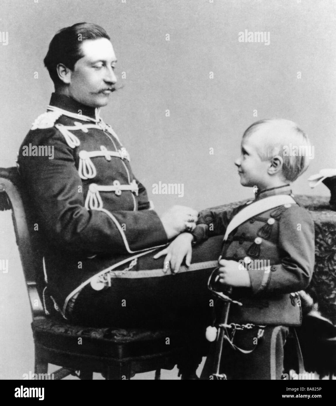 William II, 27.1.1859 - 4.6.1941, empereur allemand 15.6.1888 - 9.11.1918, avec son fils le prince Frederick William, 1887, Banque D'Images
