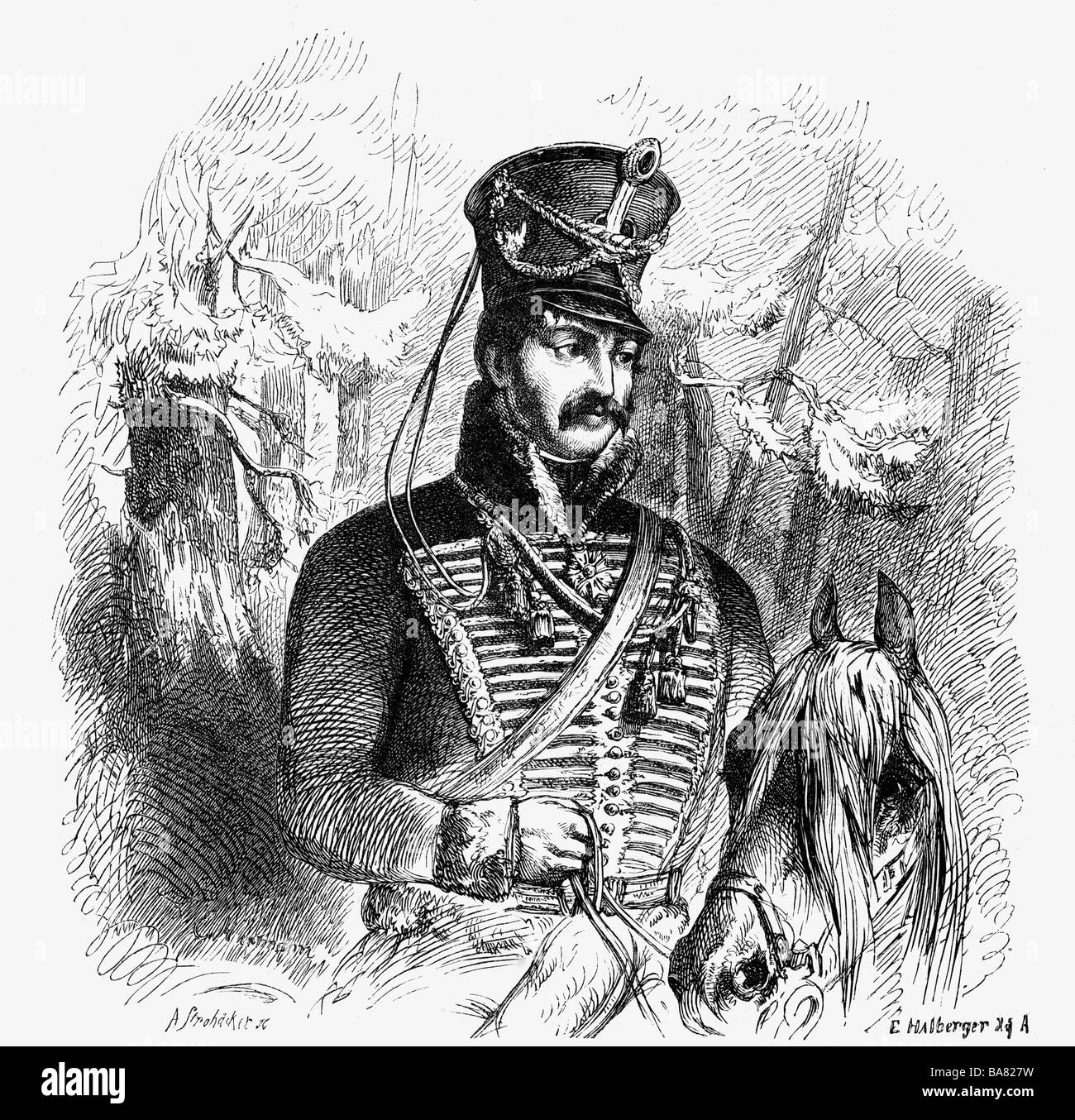 Schill, Ferdinand von, 6.1.1776 - 31.5.1809, officier militaire prussien, demi-longueur, gravure en bois, XIXe siècle, Banque D'Images