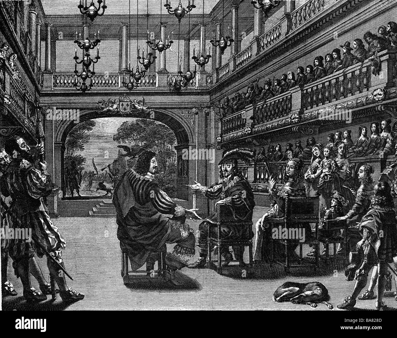 Louis XIII, 27.9.1601 - 14.5.1643, Roi de France 14.5.1610 - 14.5.1643, animations en soirée, gravure sur cuivre par Abraham Bosse, 17e siècle, l'artiste a le droit d'auteur , de ne pas être effacé Banque D'Images