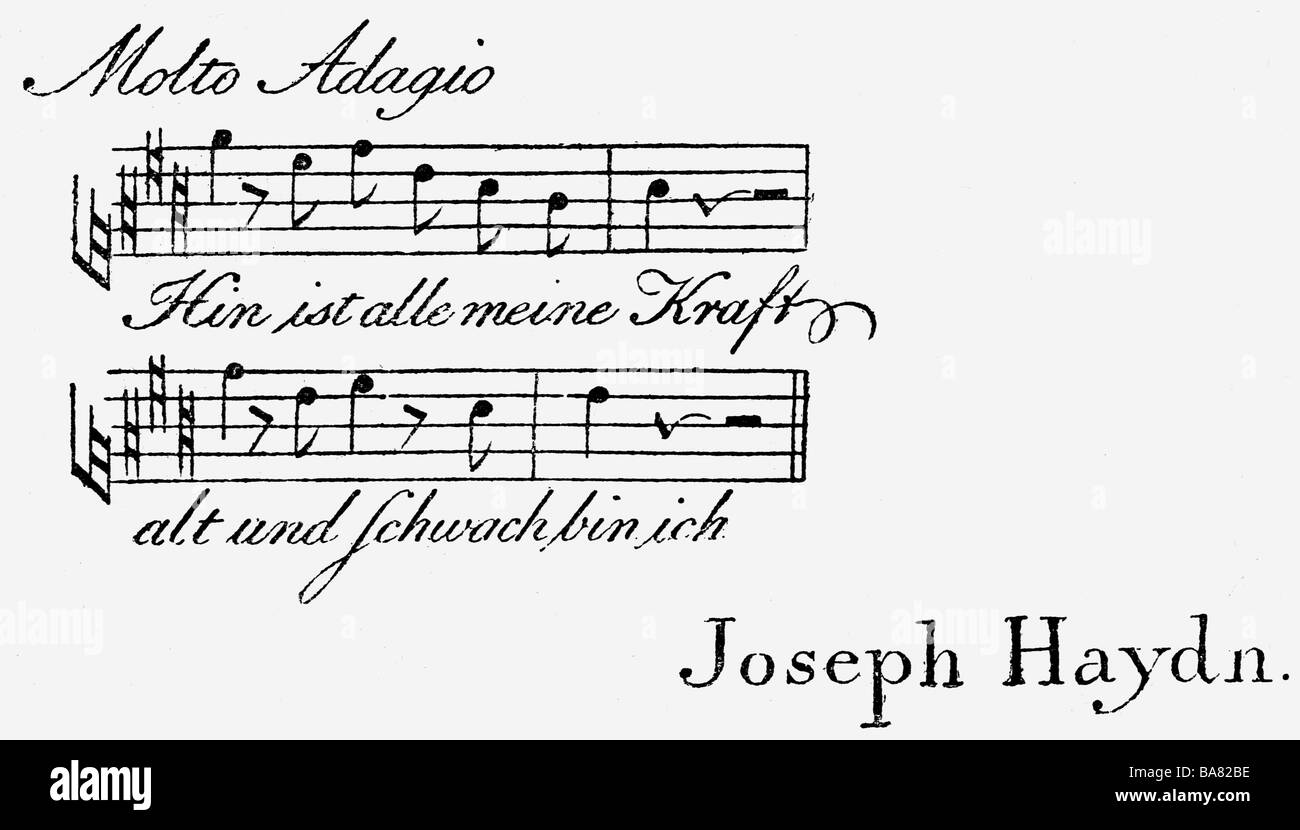 Haydn, Joseph, 31.3.1732 - 31.5.1809, compositeur autrichien, carte de visite pour de bons amis, vers 1805, Banque D'Images