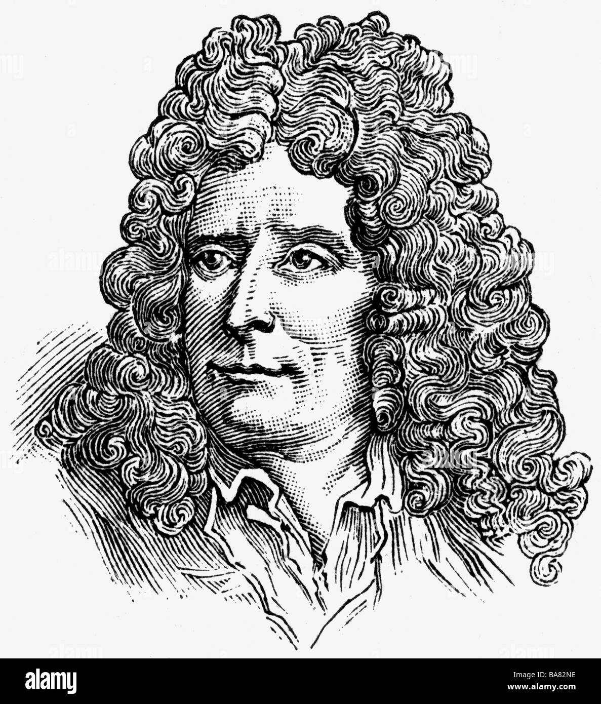 Boileau, Nicolas, 1.11.1636 - 13.3.1711, auteur/écrivain français, portrait, gravure sur bois, XIXe siècle, , Banque D'Images