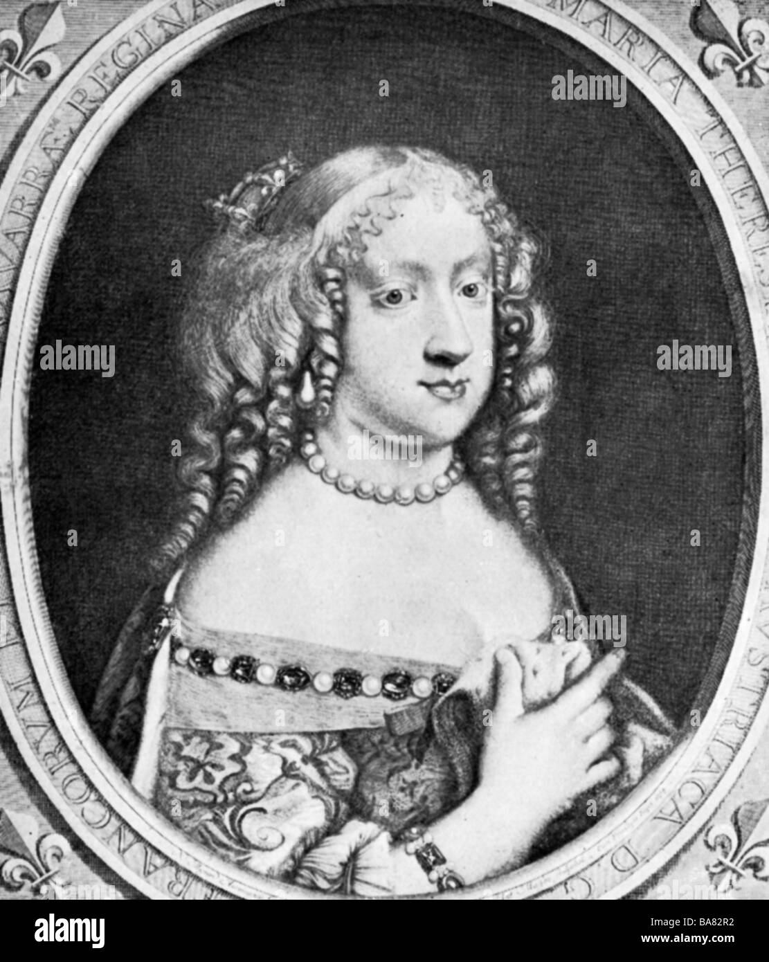 Maria Theresa, 10.9.1638 - 30.7.1683, Reine Consort de France 16.6.1660 - 30.7.1683, portrait, gravure sur cuivre par Antoine Masson, 17e siècle, l'artiste a le droit d'auteur , de ne pas être effacé Banque D'Images
