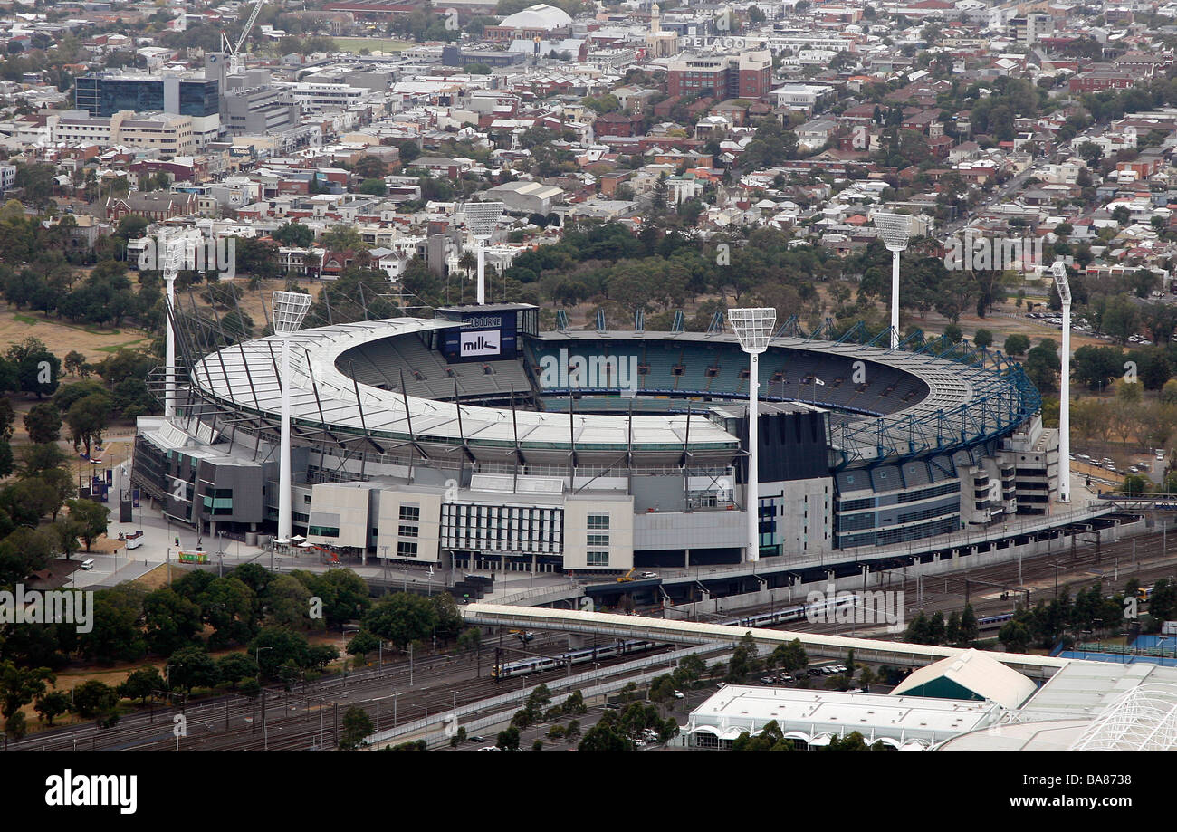 Vue aérienne du MCG à Melbourne, Australie. Banque D'Images