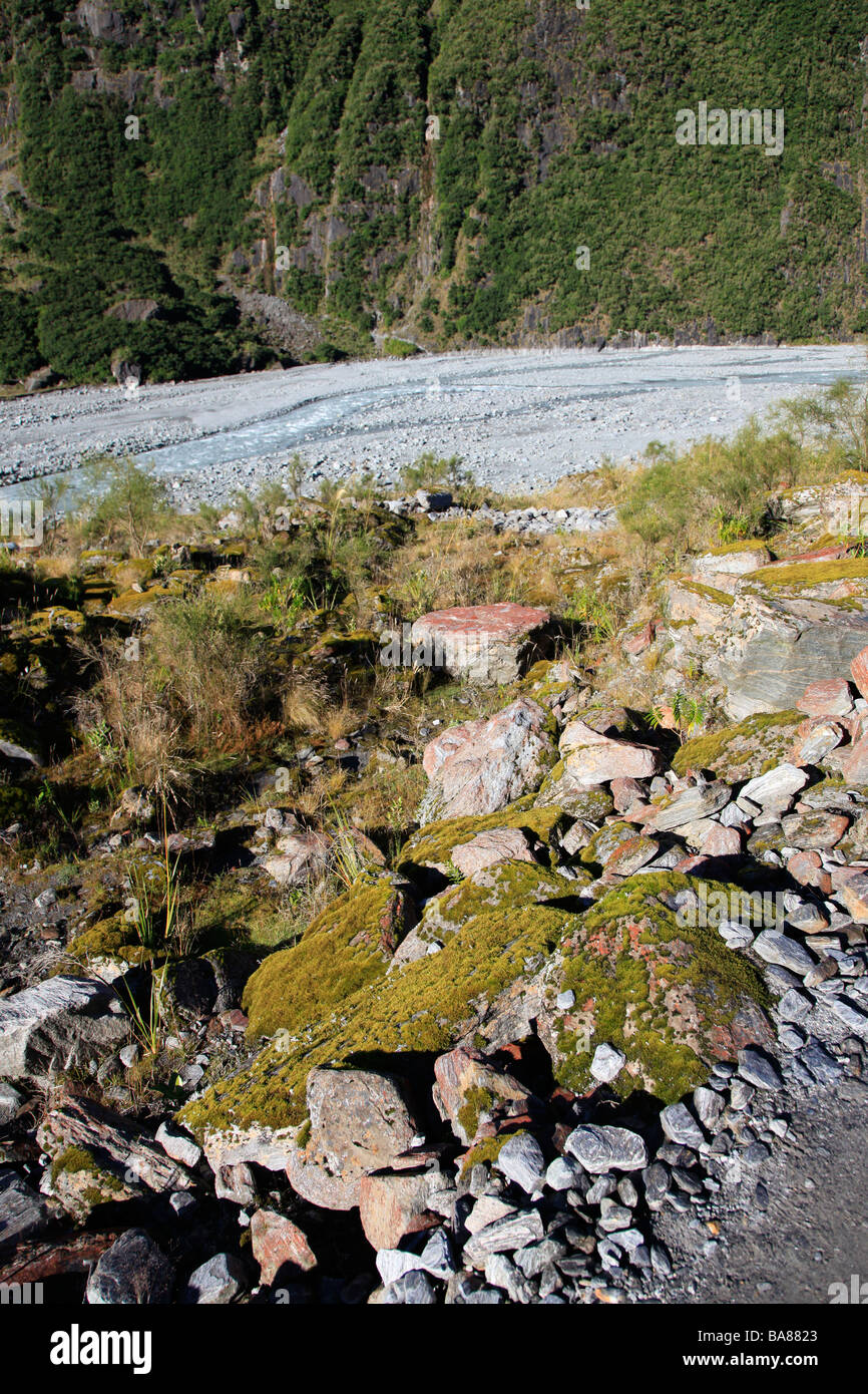 Des rochers et de roches dans la vallée glaciaire du lit. Banque D'Images