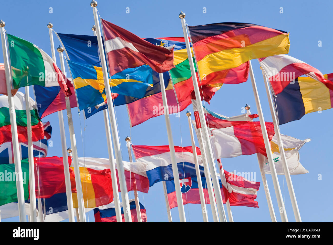 Drapeaux des pays membres de l'Union européenne Banque D'Images