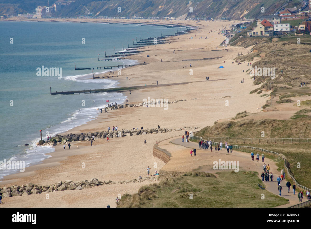 Voir d'Hengistbury Head montrant Southbourne beach Banque D'Images