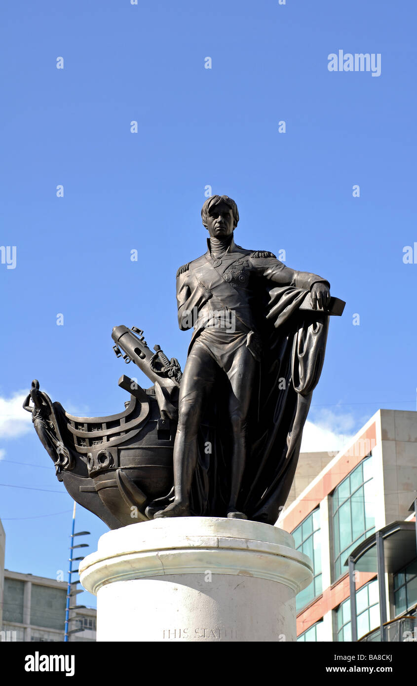 Statue de Lord Nelson, Bull Ring, Birmingham, Angleterre, RU Banque D'Images