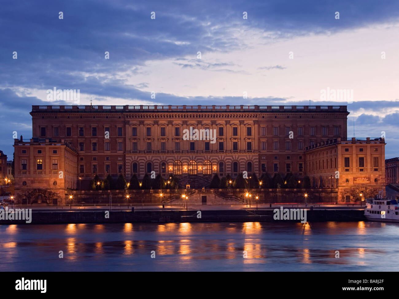 Stockholm, Suède. Kungliga Slottet Royal Palace, dusk Banque D'Images