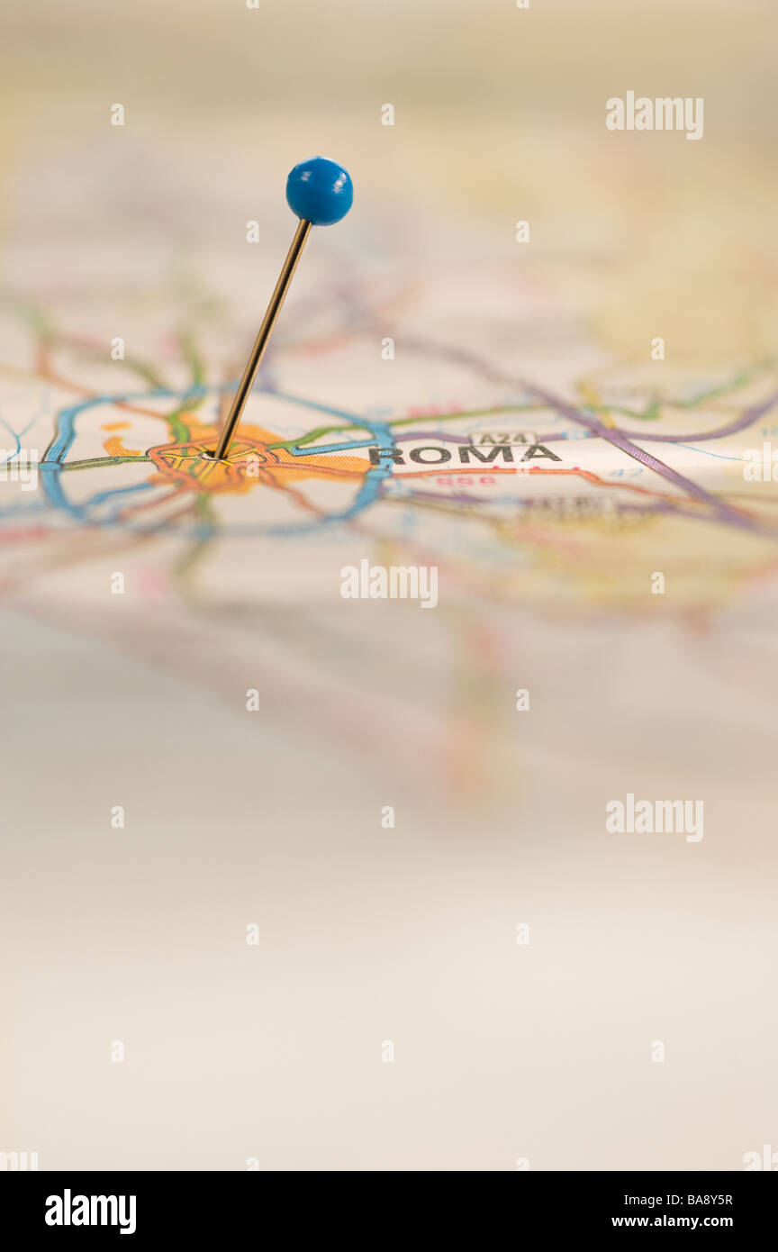 Close up de pin sur carte situation Banque D'Images Close up de pin sur carte situation Banque D'Images