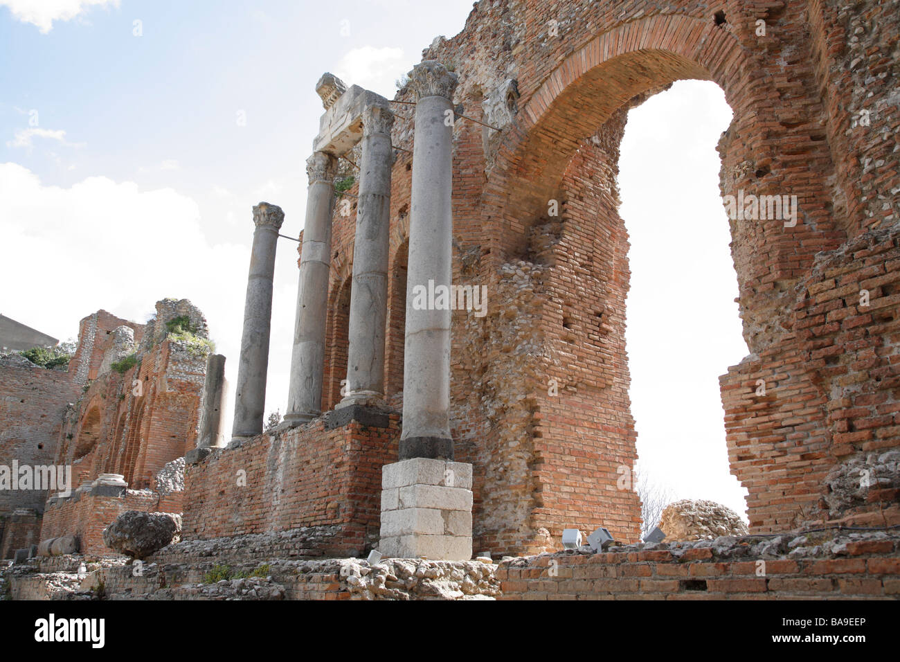 Teatro Greco, Théâtre grec, Taormina, Sicile, Italie Banque D'Images