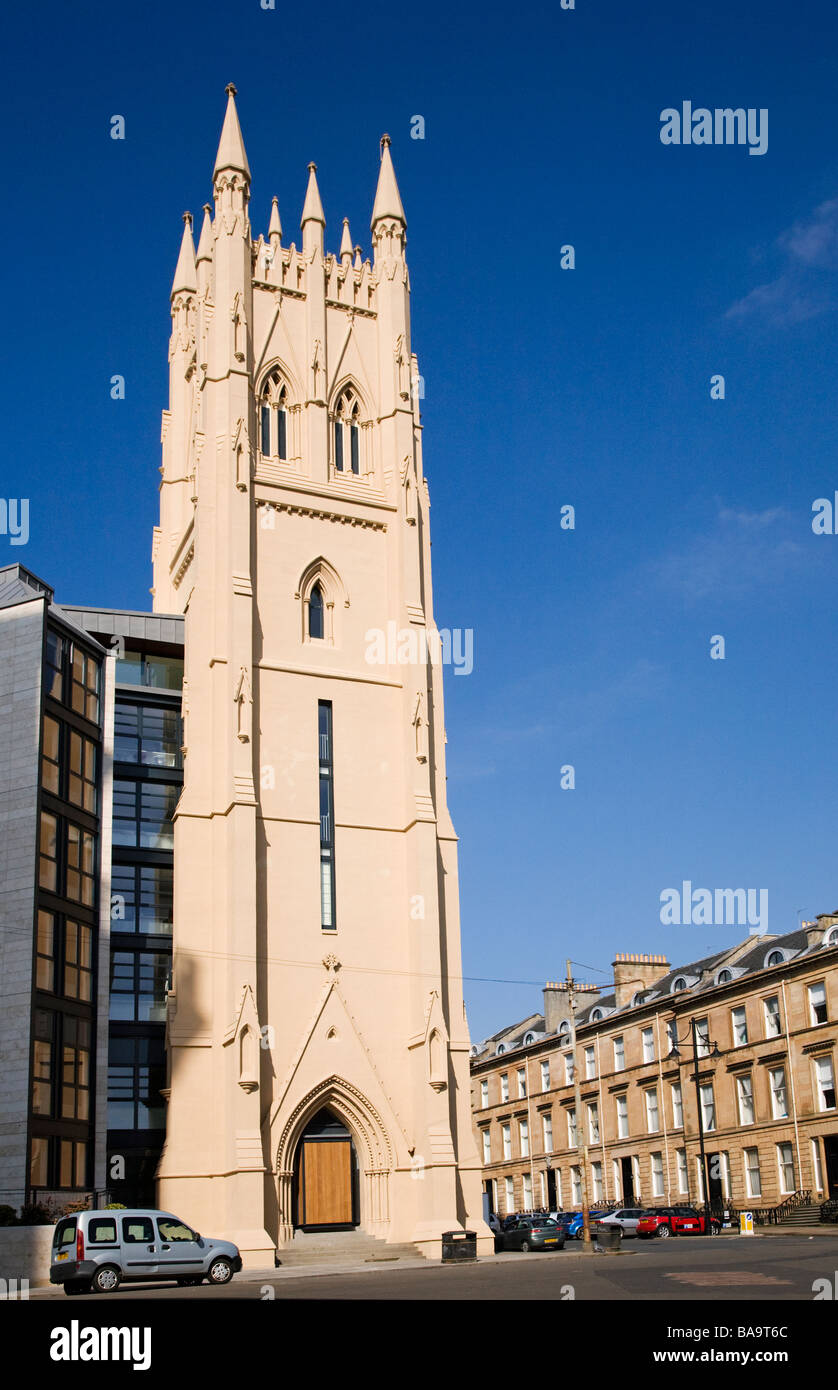 Tour de l'Église parc, Park Circus Place, ville de Glasgow, en Écosse. Banque D'Images
