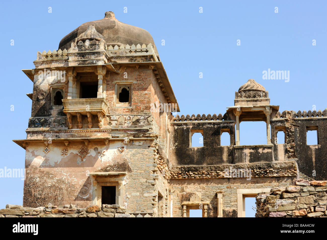 Les ruines de Rana Kumbha s Palace à Chittaurgarh Fort Rajasthan Inde Banque D'Images