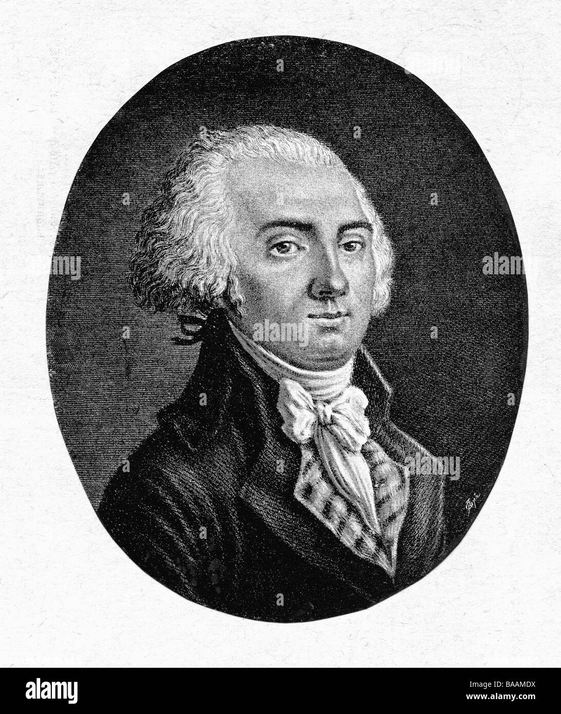 Petion de Villeneuve, Jerome, 3.1.1756 - été 1794, auteur/écrivain français et politicien, maire de Paris 16.11.1791 - 2.6.1794, portrait, après mezzotint de Levachez, Banque D'Images