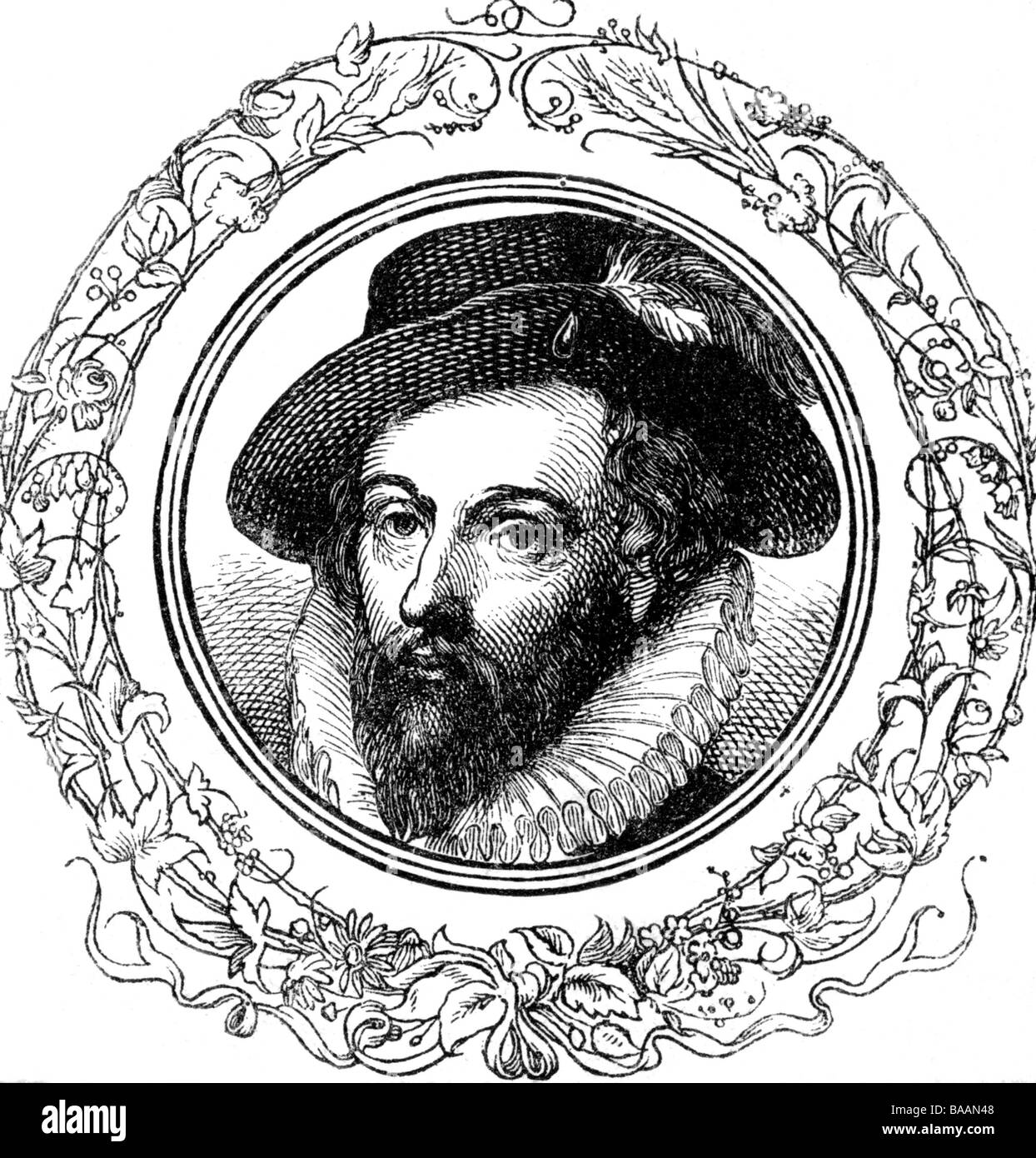 Raleigh, Walter, 1552 - 29. 10.1618, navigateur anglais et auteur/auteur, portrait, gravure contemporaine, Banque D'Images