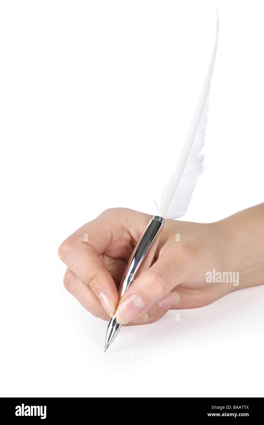 Femme écrire avec une plume Banque D'Images Femme écrire avec une plume Banque D'Images
