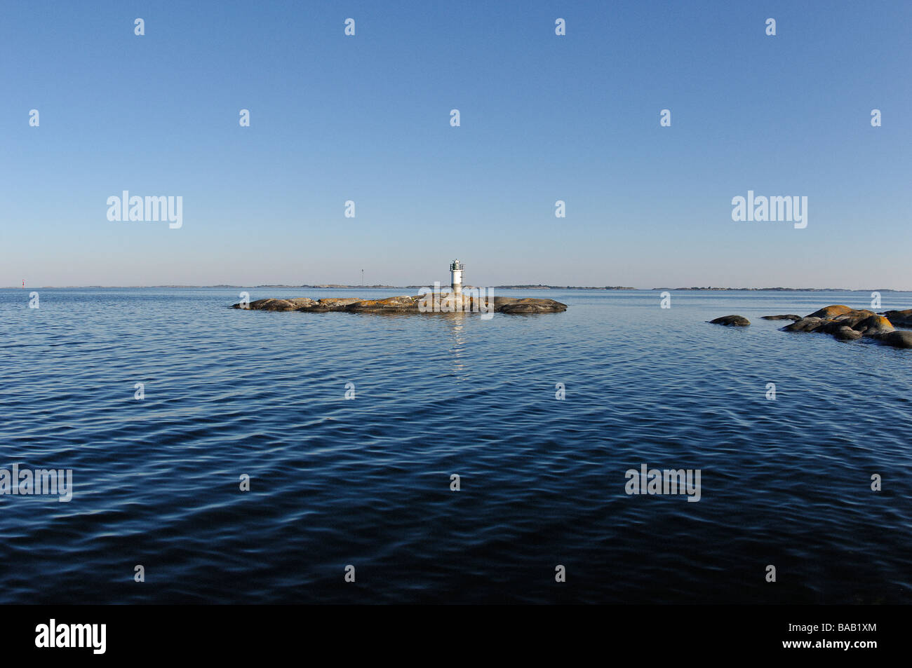 Un phare, l'archipel de Stockholm, Suède. Banque D'Images