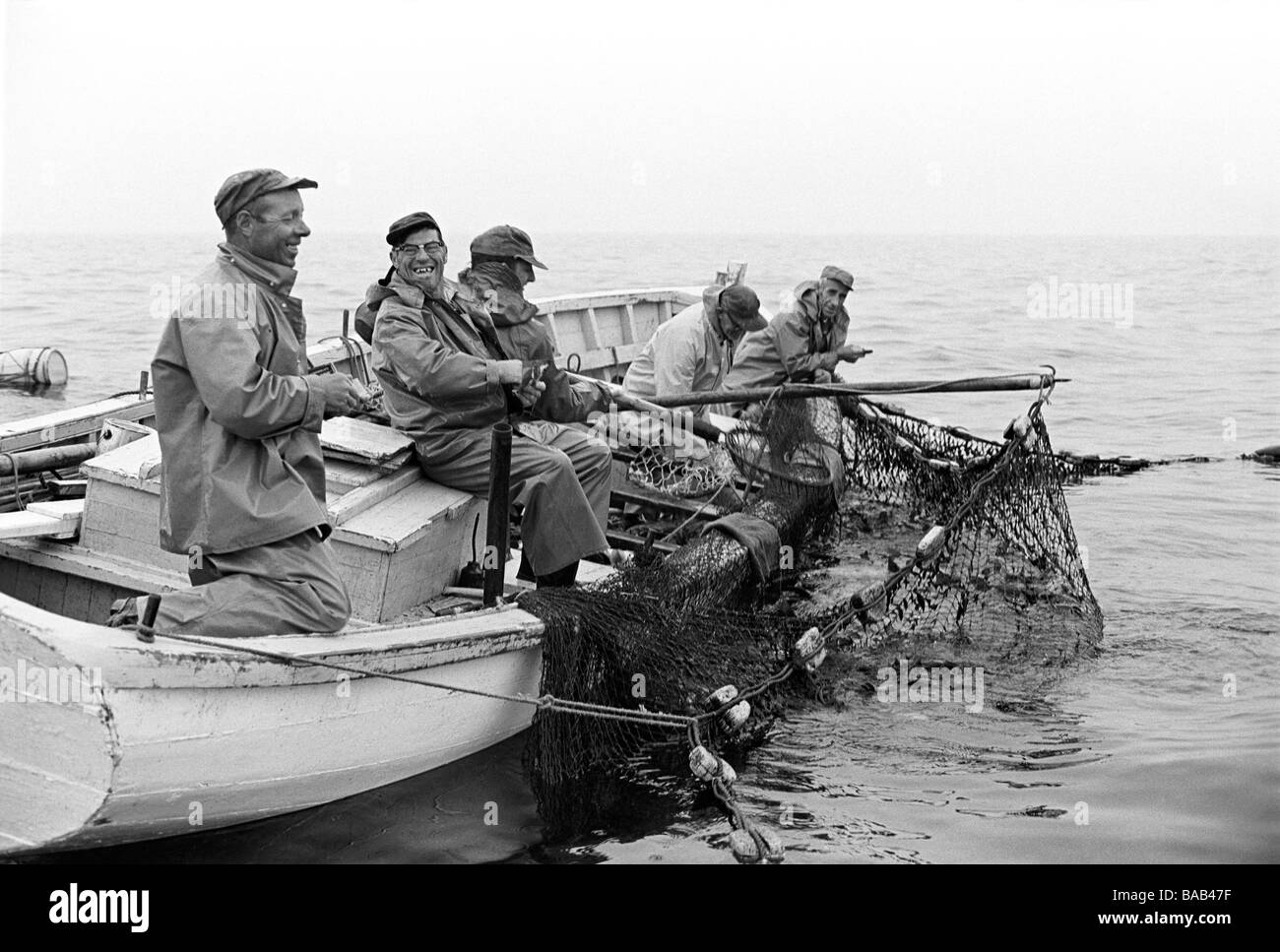 Amérique du Nord Canada Maritimes Terre-Neuve-pêcheurs commerciaux de trappes à morue, tirant Banque D'Images