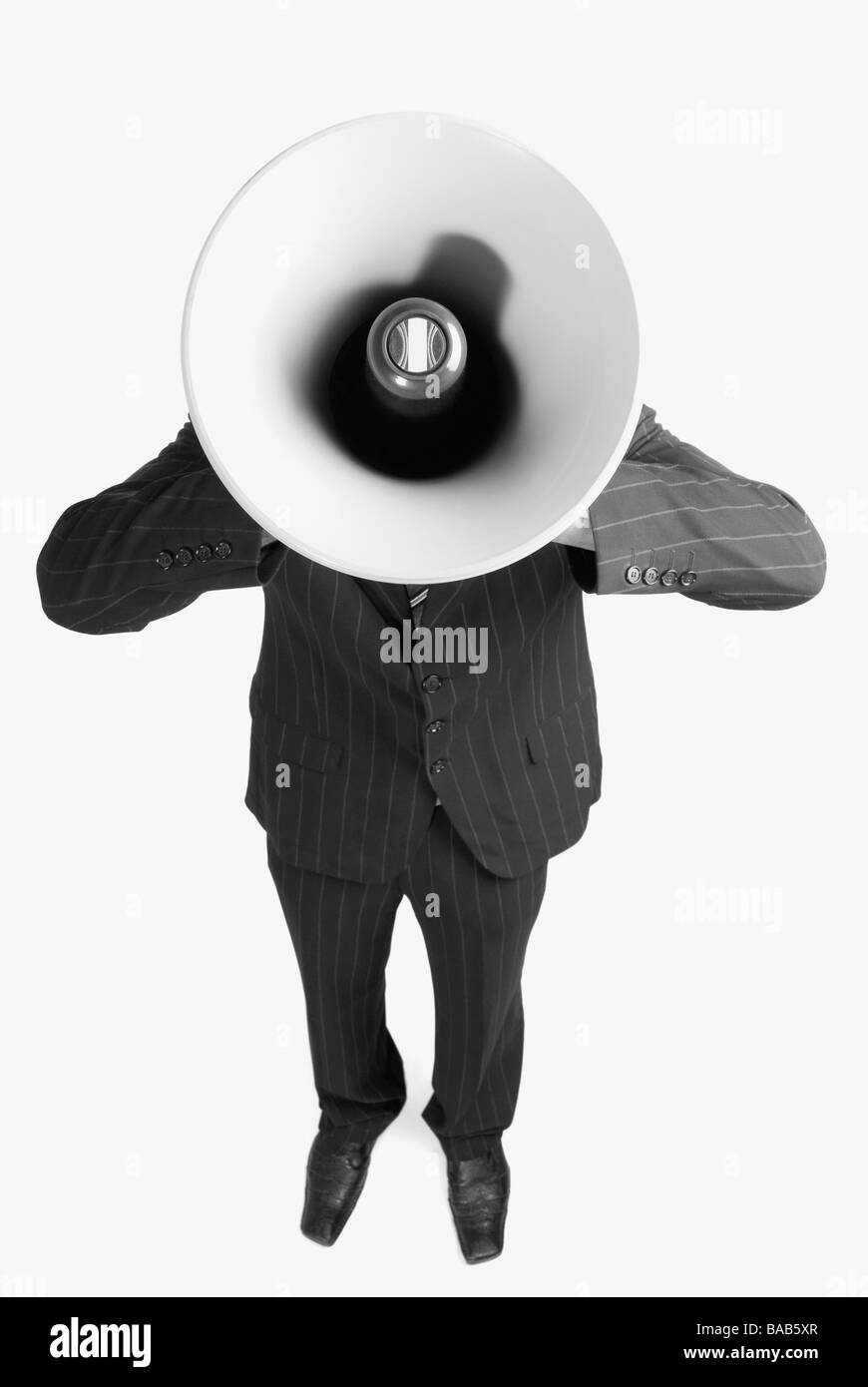 Businessman with a megaphone Banque D'Images