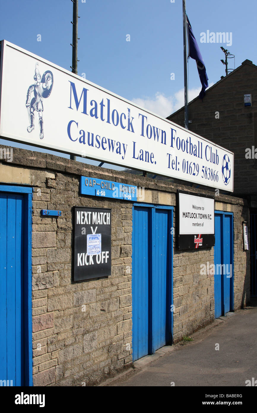 Matlock Town Football Club, Causeway Lane, Matlock, Derbyshire, Angleterre, Royaume-Uni Banque D'Images