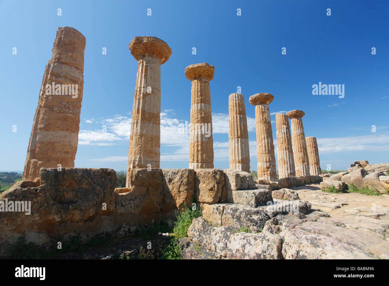 Temple d'Hercule, Vallée des Temples, ruines grecques, Agrigente, Sicile, Italie Banque D'Images