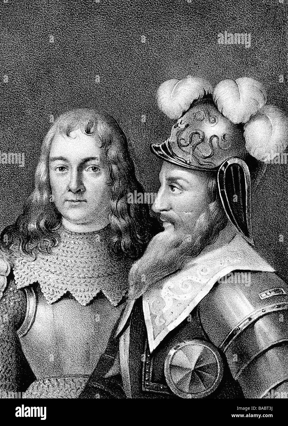 Frederick I, "le Brave", 1257 - 17.11.1324, margrave de Misnie 1292 - 1323 (à droite), portrait, vue latérale avec son frère Dietzmann, gravure sur acier, 19e siècle, l'artiste n'a pas d'auteur pour être effacé Banque D'Images