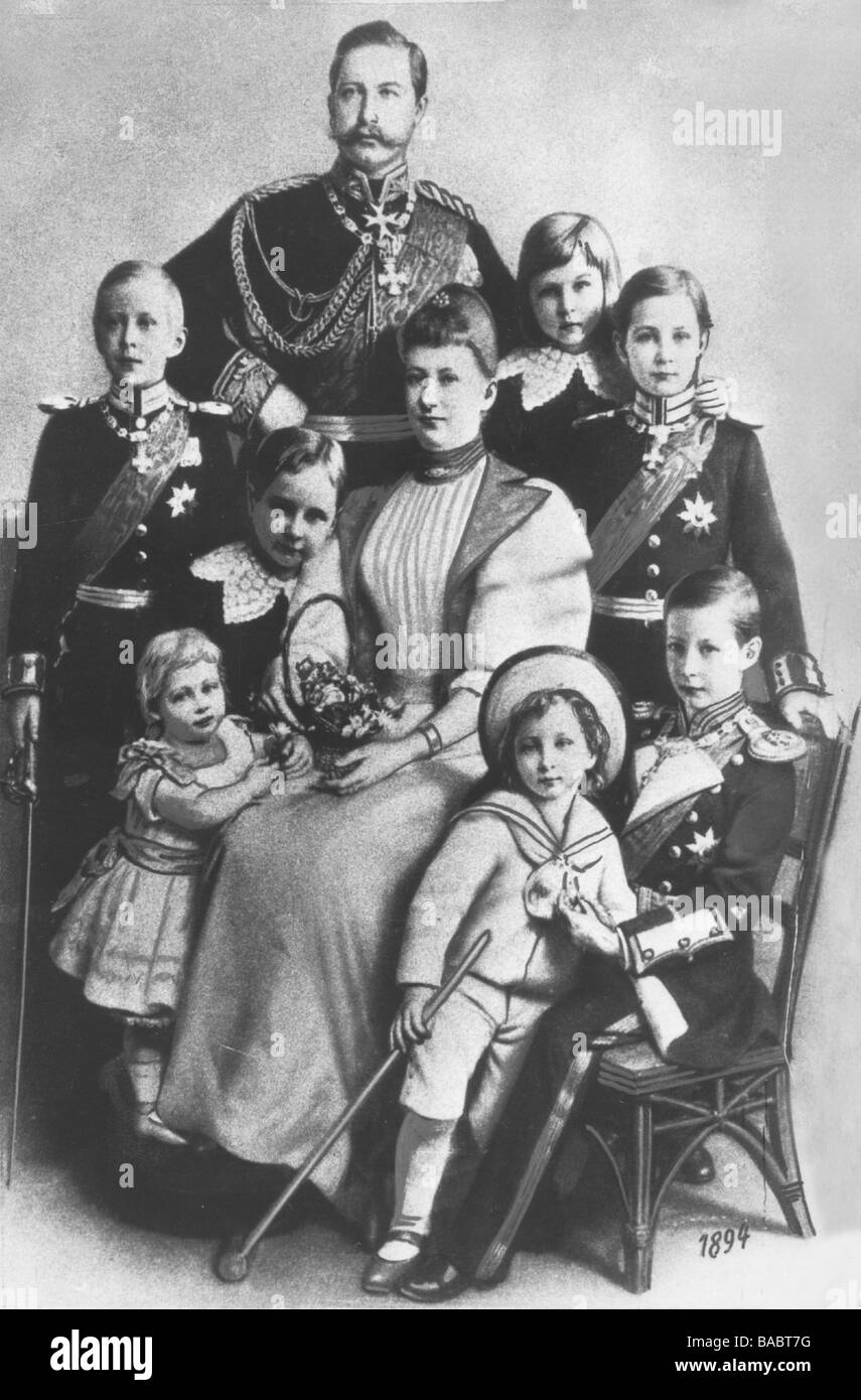 William II, 27.1.1859 - 4.6.1941, empereur allemand 15.6.1888 - 9.11.1918, avec famille, illustration, 1894, Banque D'Images