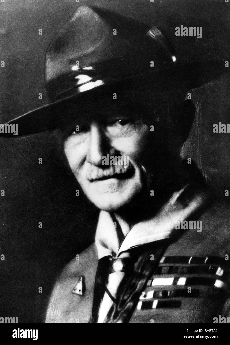 Baden-Powell, Robert, 22.2.1857 - 8.1.1941, général britannique, fondateur des Boy Scouts, portrait, Banque D'Images