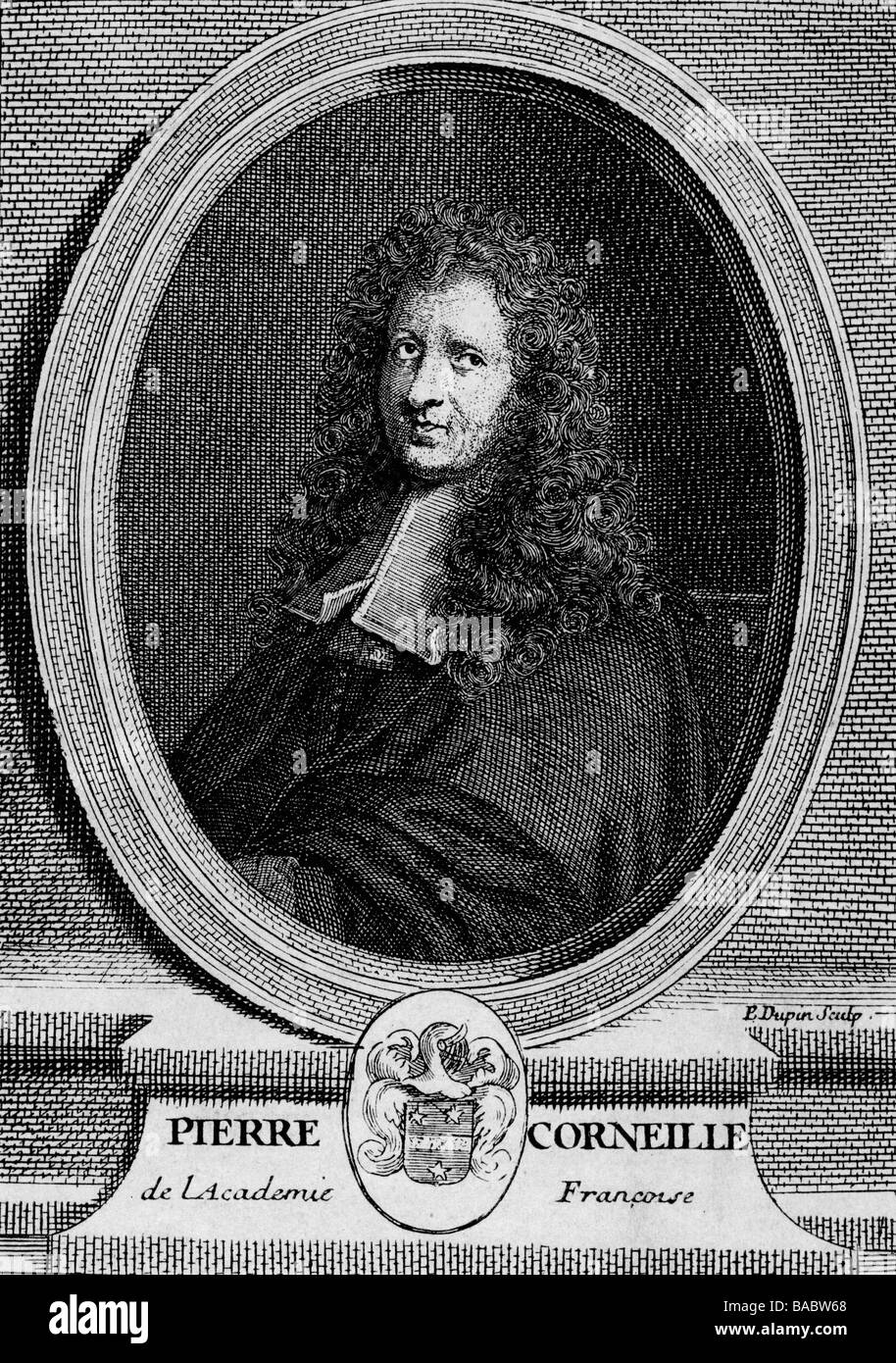 Corneille, Pierre, 6.6.1606 - 1.10.1684, l'auteur français / writer, demi-longueur, cadre, gravure sur bois, après gravure sur cuivre par E. Dupin, 17e siècle, l'artiste n'a pas d'auteur pour être effacé Banque D'Images