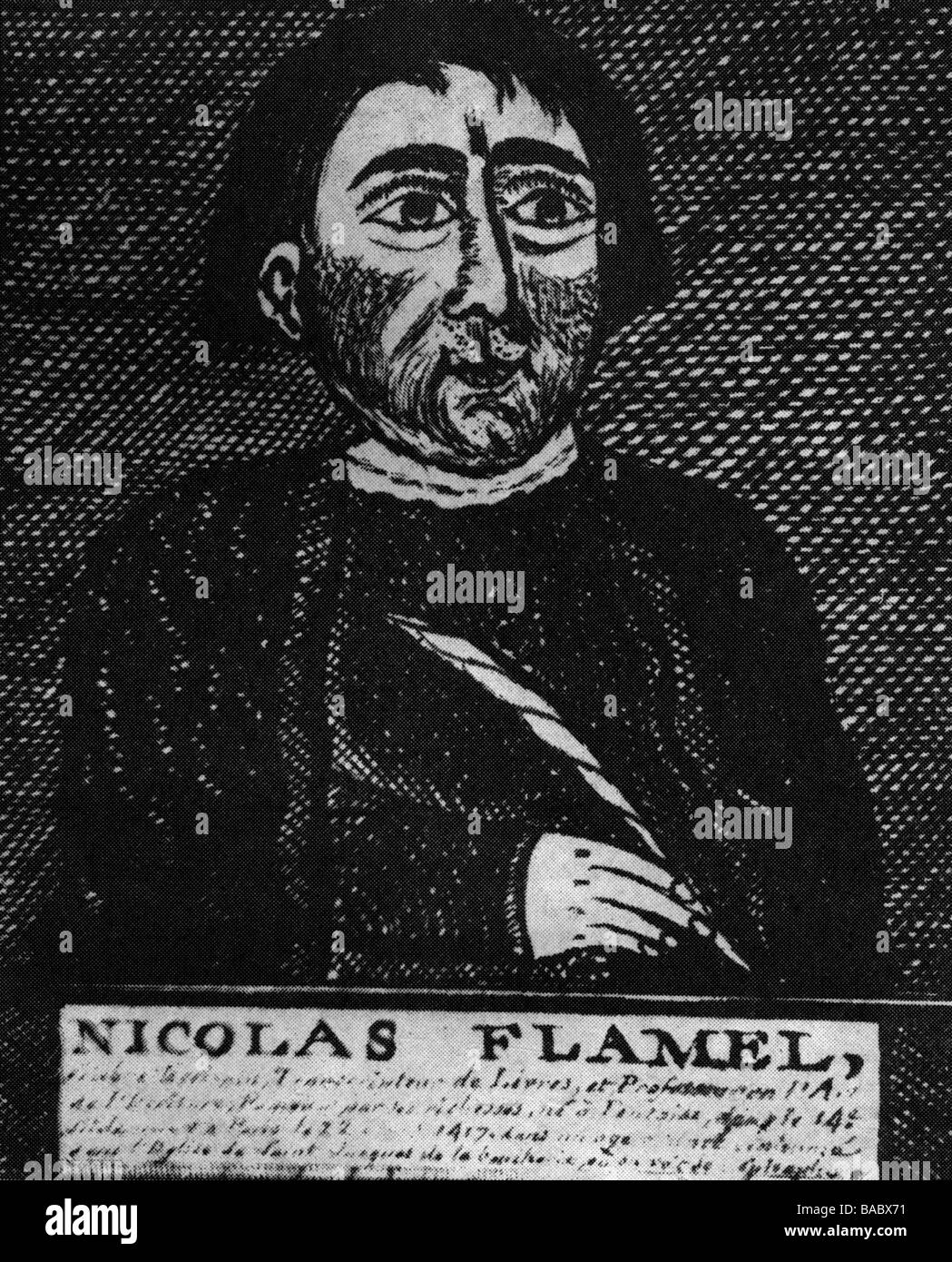 Flamel, Nicolas, 1330 - 1418, 1330 - 1418, alchimiste français, demi-longueur, image ultérieure, Banque D'Images