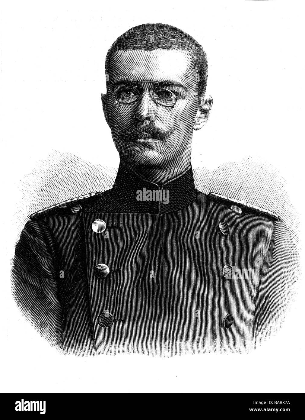 Goetzen, Gustav Adolf, Graf von, 12.5.1866 - 1.12.1910, chercheur allemand, Afrique de l'est allemande, portrait, gravure de bois, 1895, Banque D'Images