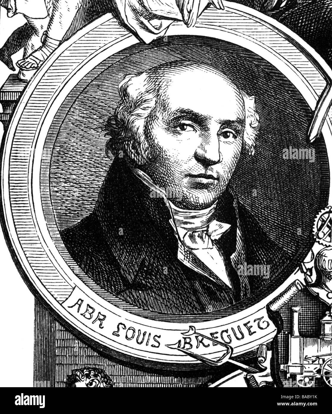Breguet, Abraham Louis, 10.1.1747 - 17.9.1823, commerçant français (horloger), portrait, gravure en bois, vers 1810, Banque D'Images