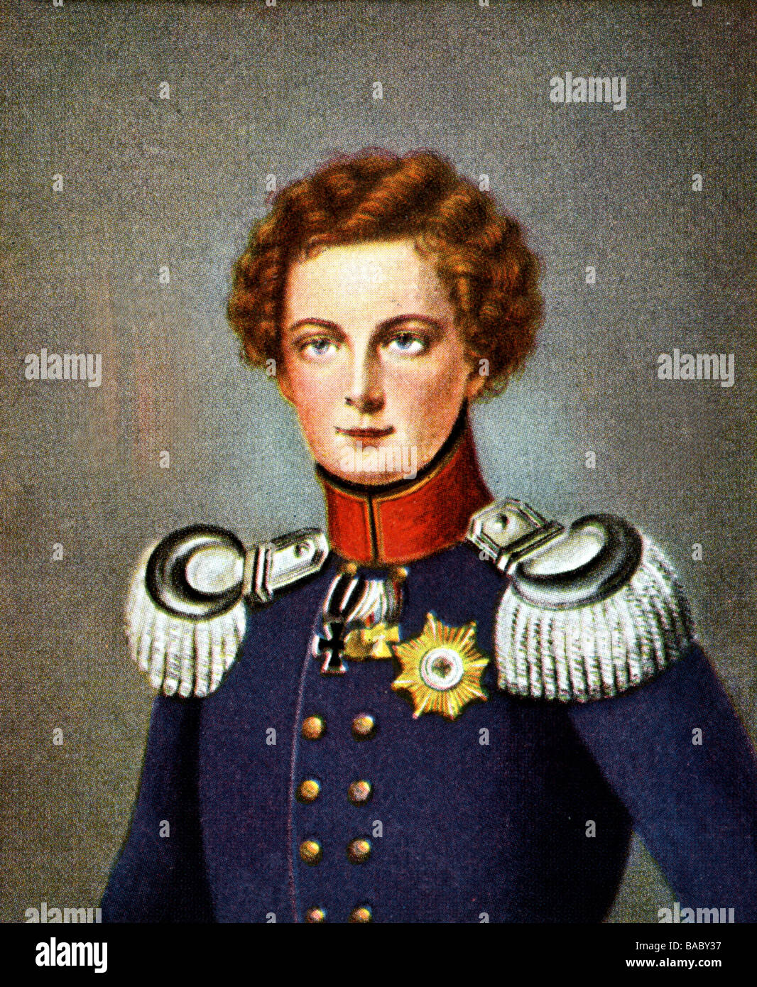 Frederick William IV, 15.10.1795 - 2.1.1861, roi de Prusse 7.6.1840 - 26.10.1858, portrait, en tant que jeune homme, imprimé après miniature, 19ème siècle, carte à cigarettes, Allemagne, 1933, , Banque D'Images